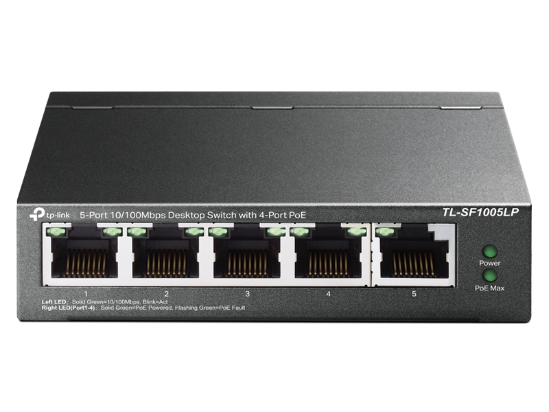 TP-Link TL-SF1005LP - Conmutador de sobremesa de 5 puertos 10/100 Mbps con 4 puertos PoE