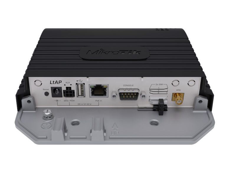 Mikrotik RBLtAP-2HnD&amp;R11e-LTE6 - Router Exterior LtAP LTE6 kit 1 puerto gigabit LTE Categoría 6 WiFi 802.11N 2.4 GHz. 2x2 3 SIM 1 USB RouterOS L4 