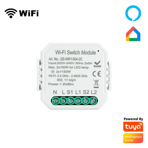 M0L0 powered by Tuya QS-WIFI-S04-2C - Micro switch module 2 lines - WiFi 