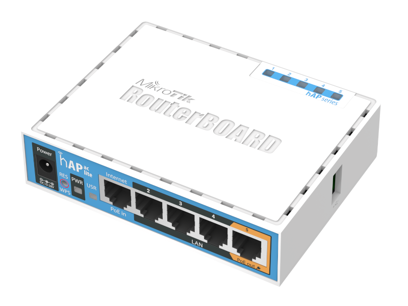 Mikrotik RB952Ui-5ac2nD - Router hAP ac lite 5 RJ45 ethernet, WiFi dual AC1200, 1 USB, RouterOS L4