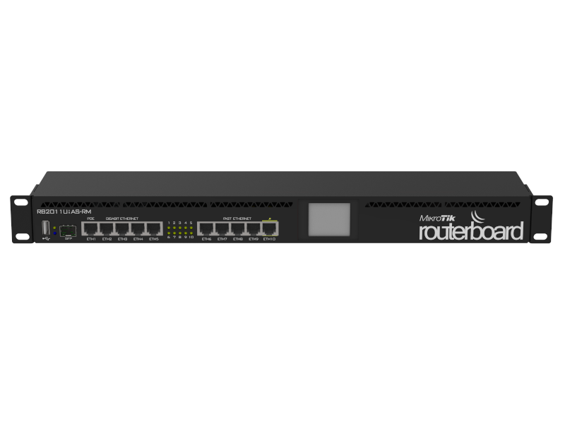 Mikrotik Routerboard RB2011UiAS-RM - Router Rack con 5 puertos Fast Ethernet 5 puertos gigabit y 1 slot SFP RouterOS L5