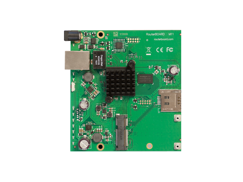 MikroTik RouterBOARD RBM11G - Placa con 1 puerto gigabit ethernet 1 slot miniPCI-e 1 SIM RouterOS L4